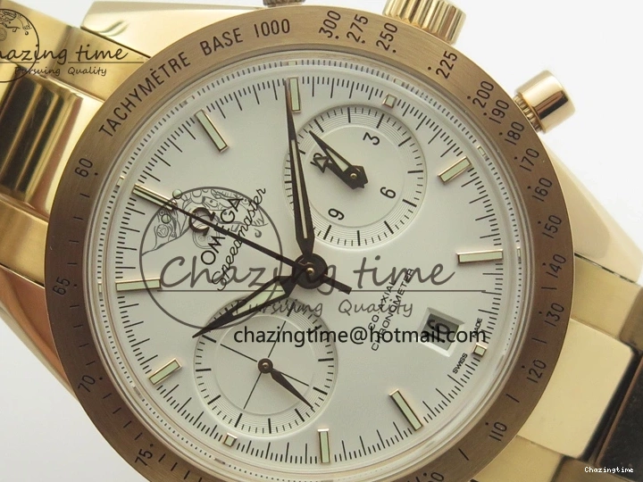 0724 Speedmaster ’57 Co-Axial RG OMF 1:1 Best Edition White Dial On RG Bracelet A9300 (Free Leather Strap) Durable 8065